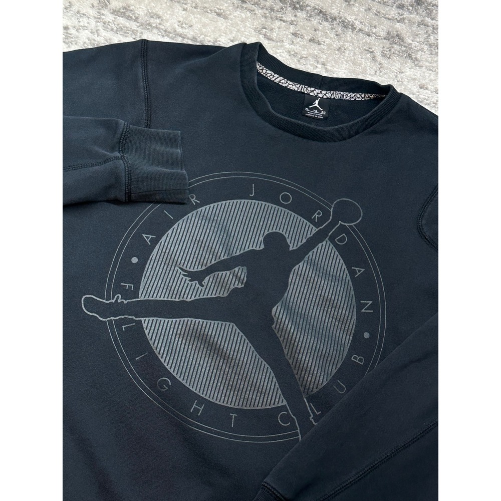 Jordan Sweatshirt Mens‎ XL Black Air Jordan Flight Club Jumpman Logo Graphic Y2K